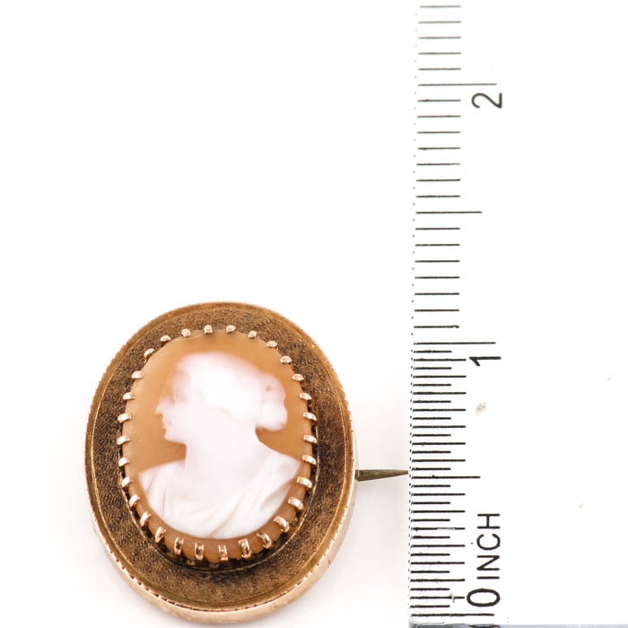 18K Yellow Gold Helmet Shell Cameo Brooch
