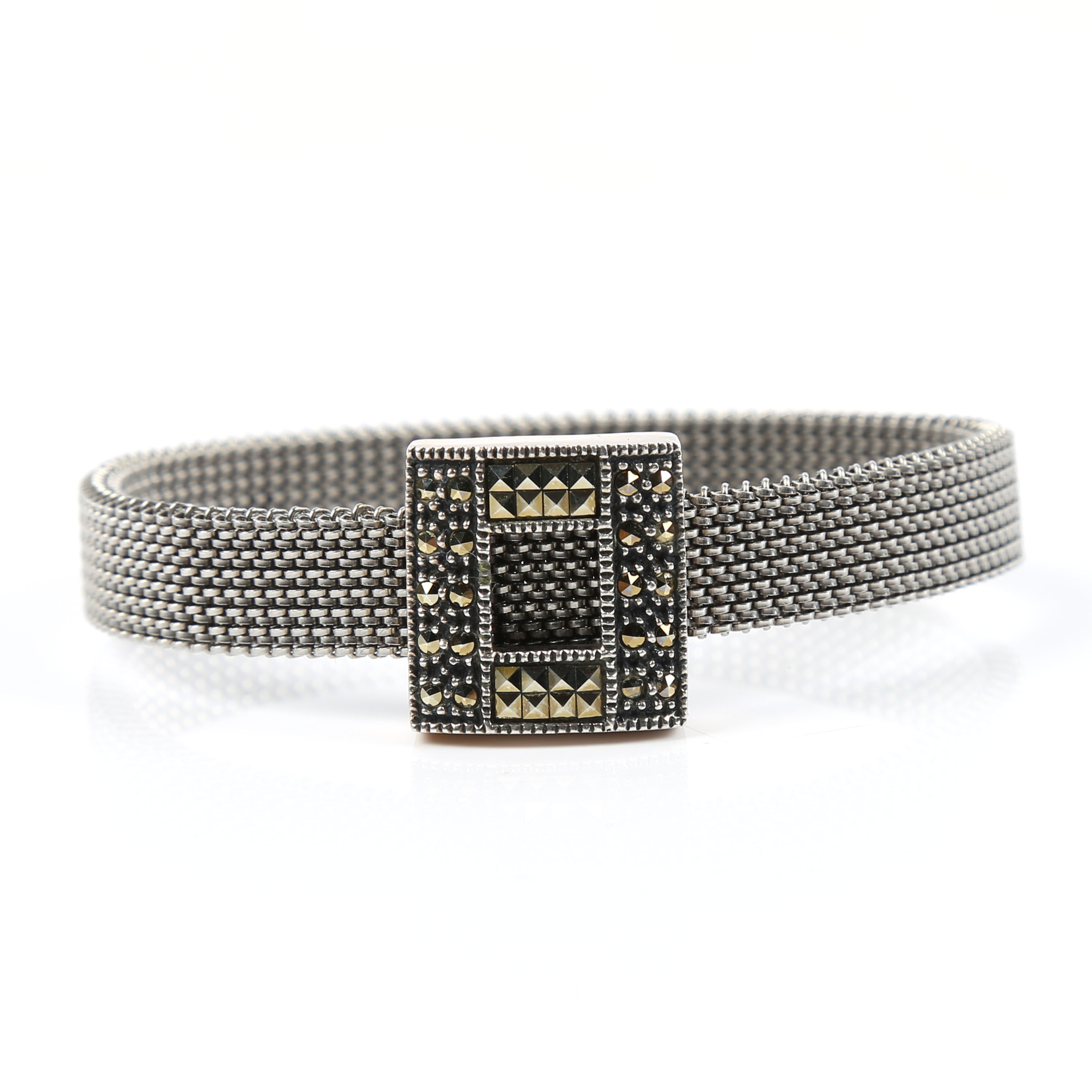 Judith Jack Sterling Silver and Marcasite Enhancer on Stretch Bracelet
