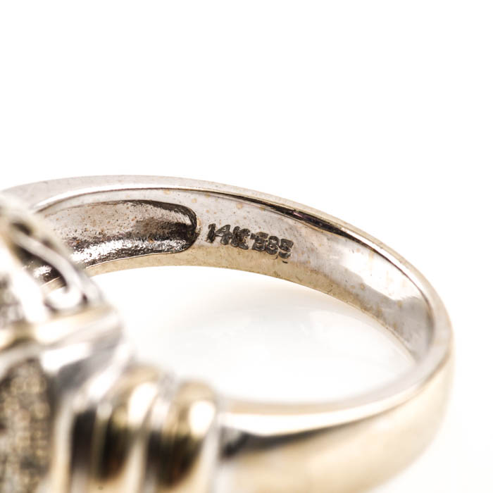 14K White Gold Amethyst and Diamond Ring