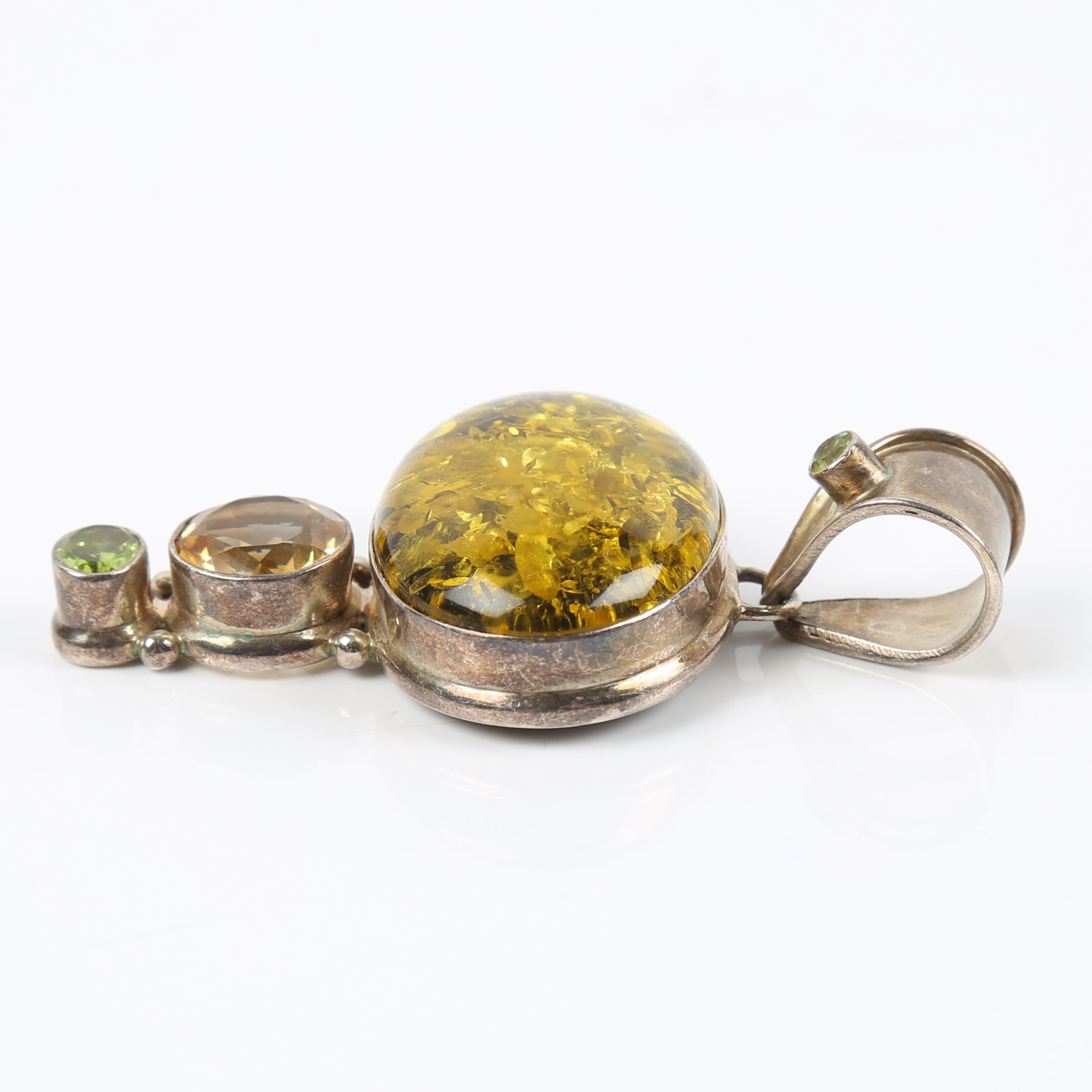 Sterling Silver, Amber, Citrine, and Peridot Pendant Enhancer