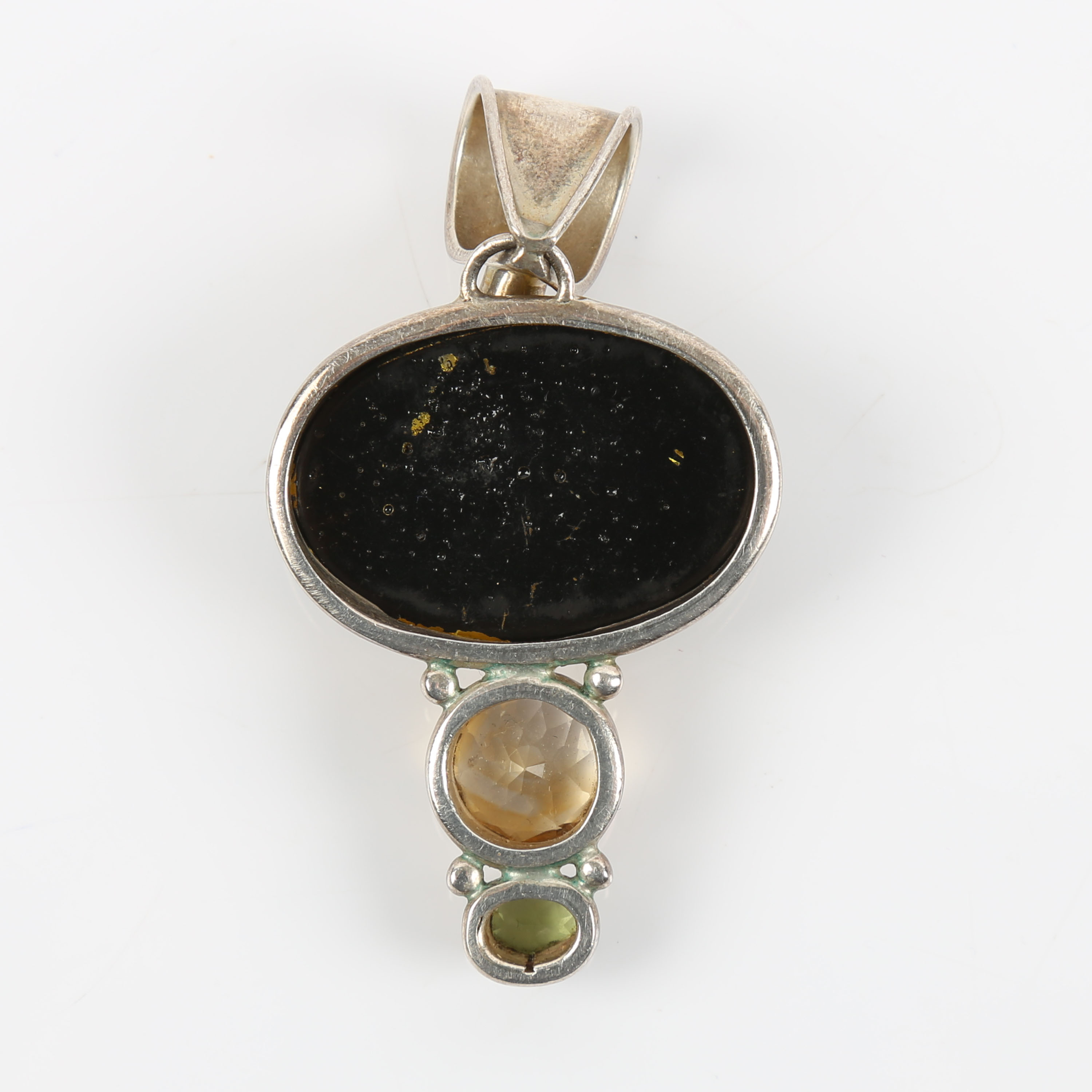 Sterling Silver, Amber, Citrine, and Peridot Pendant Enhancer