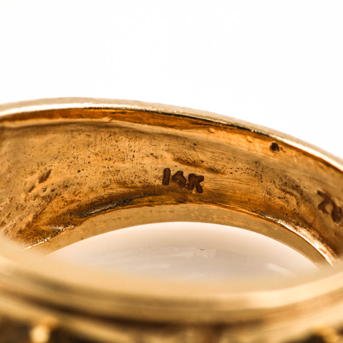 14K Yellow Gold Pink and Green Tourmaline with Diamond Ring