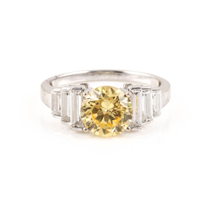 14K White Gold Cubic Zirconia Ring