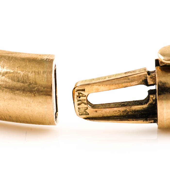 14K Yellow Gold Diamond Hinged Bangle