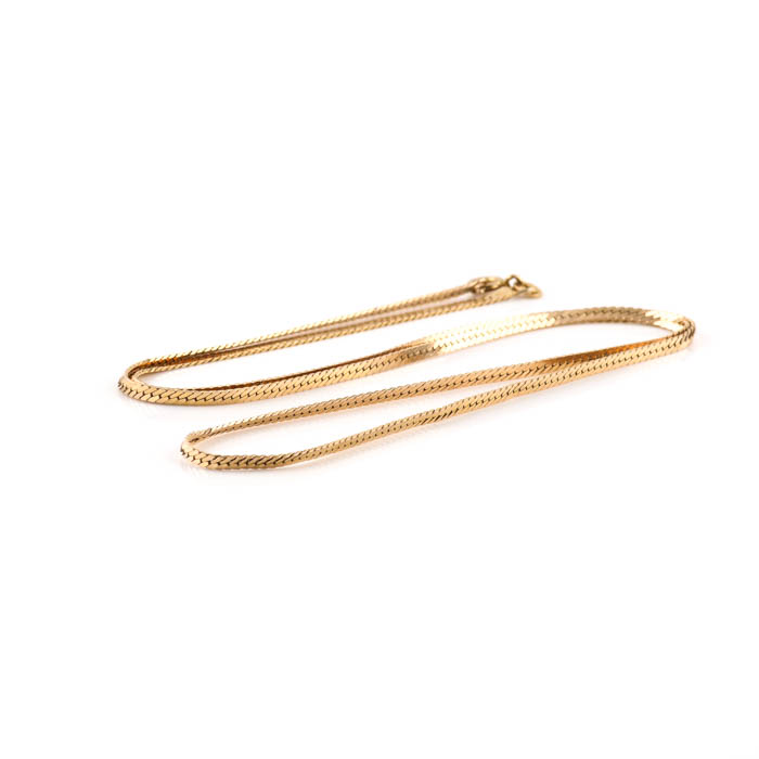 14K Yellow Gold Herringbone Necklace