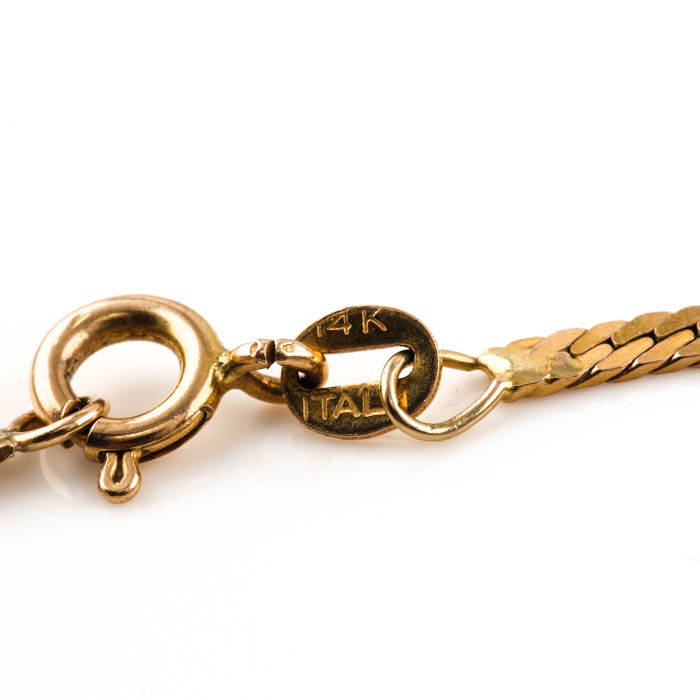 14K Yellow Gold Herringbone Necklace