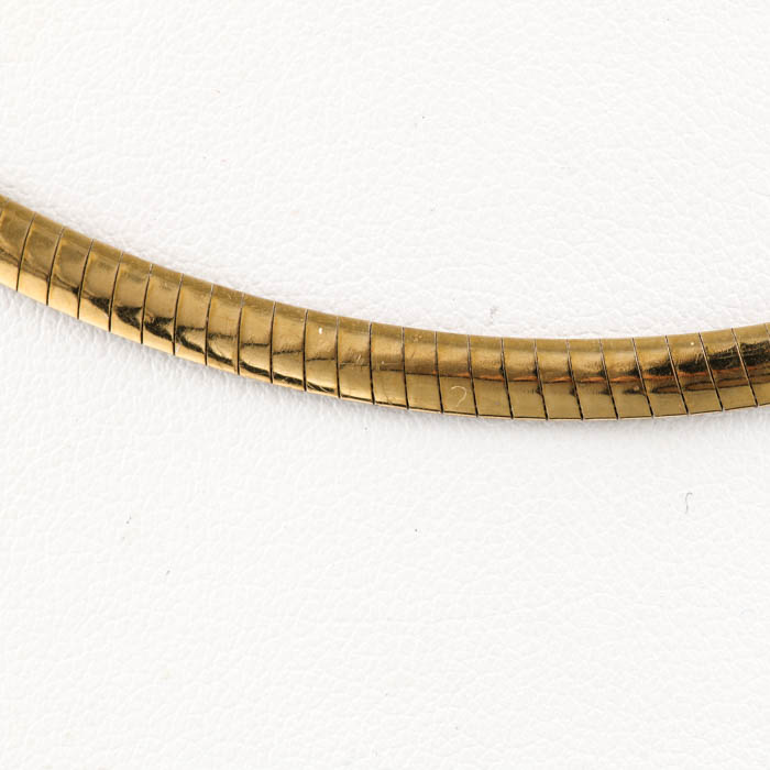 14K Two Tone Gold Reversible Omega Necklace