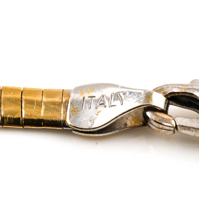 14K Two Tone Gold Reversible Omega Necklace