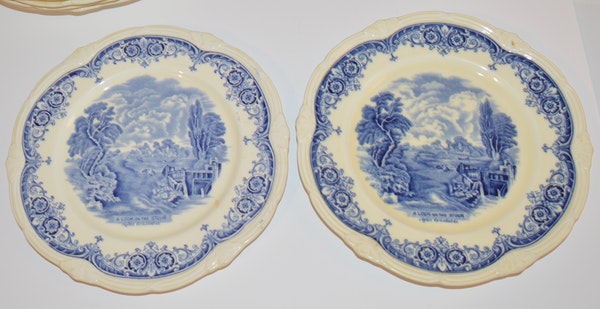 Antique Grindley "Scenes After Constable" Blue English China