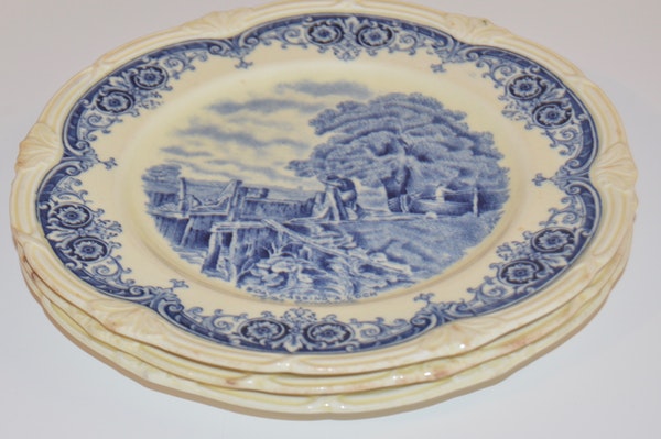 Antique Grindley "Scenes After Constable" Blue English China