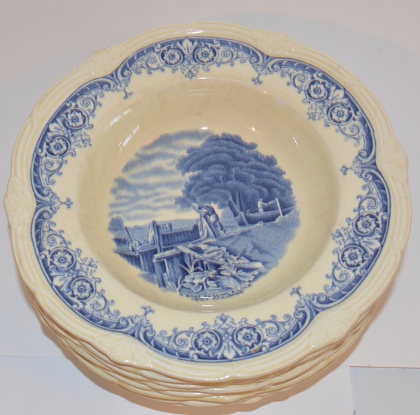 Antique Grindley "Scenes After Constable" Blue English China