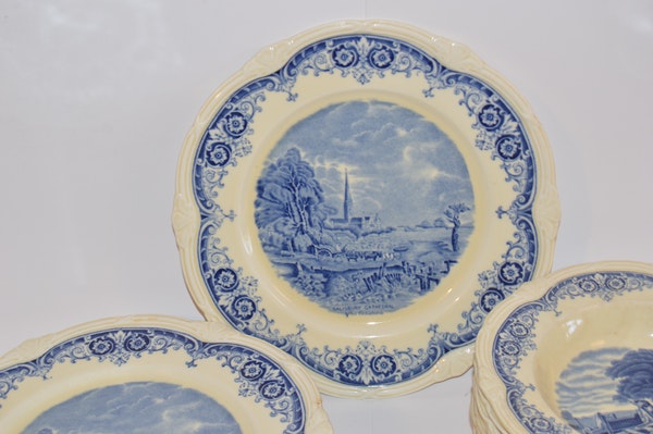 Antique Grindley "Scenes After Constable" Blue English China