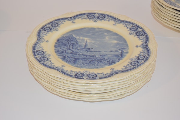 Antique Grindley "Scenes After Constable" Blue English China