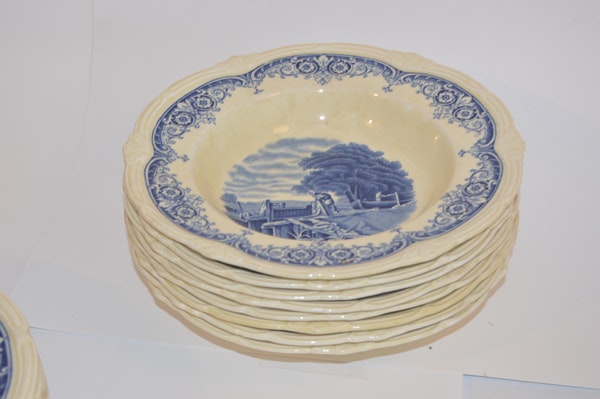 Antique Grindley "Scenes After Constable" Blue English China