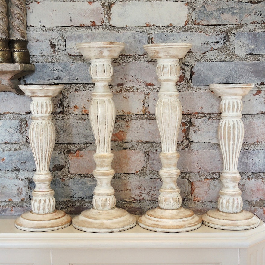 World Market Carved Candle Sticks