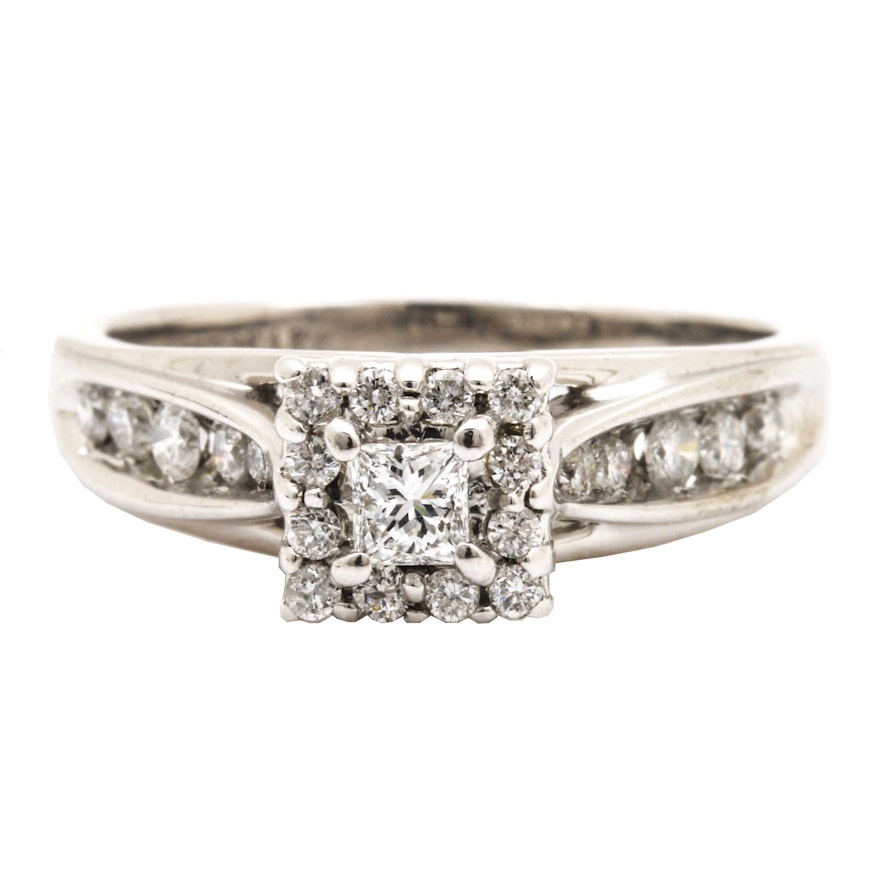 14K White Gold Diamond Ring