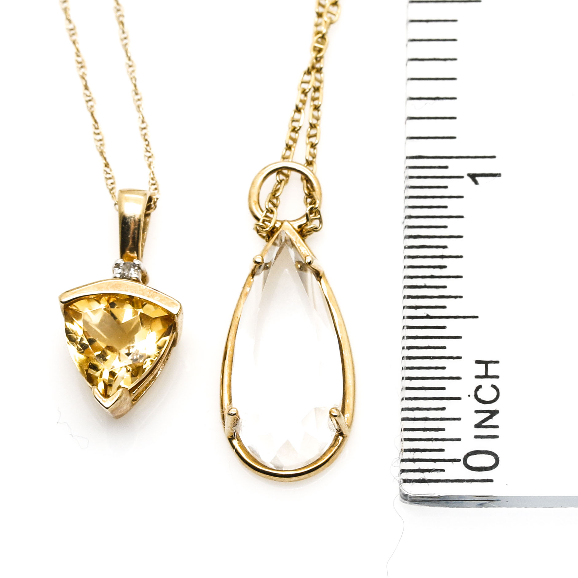 10K Yellow Gold Gemstone Pendant Necklaces Including Citrine And Diamond