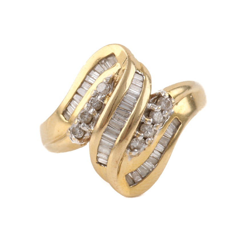 18K Yellow Gold Diamond Ribbon Ring