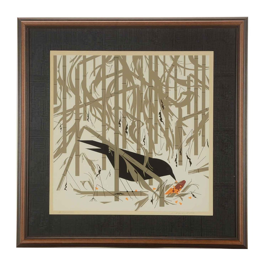 Charley Harper Limited Edition Serigraph "Crow in the Snow"