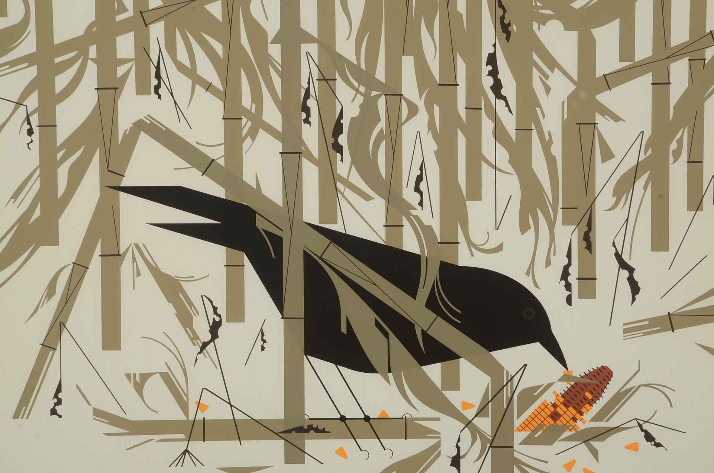 Charley Harper Limited Edition Serigraph "Crow in the Snow"