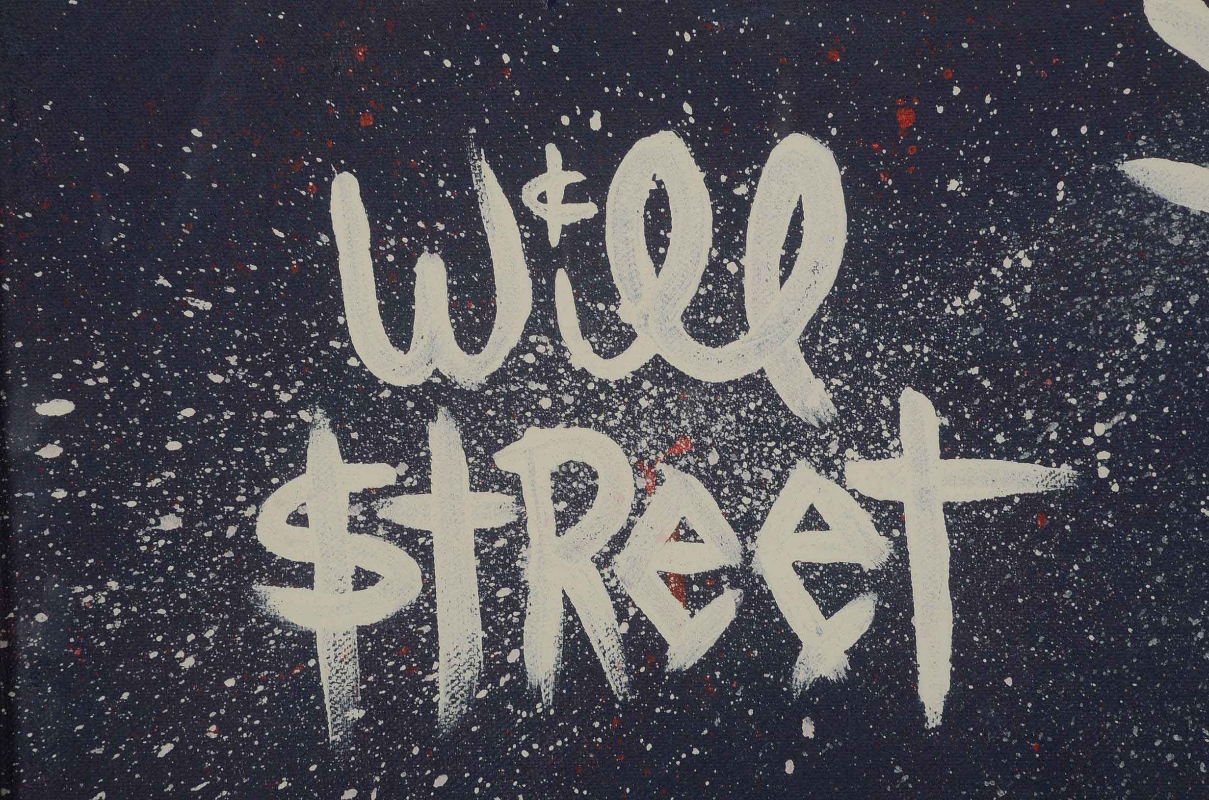 Will Street Original Acrylic Painting on Canvas "Monopoly Man with Machine Gun"