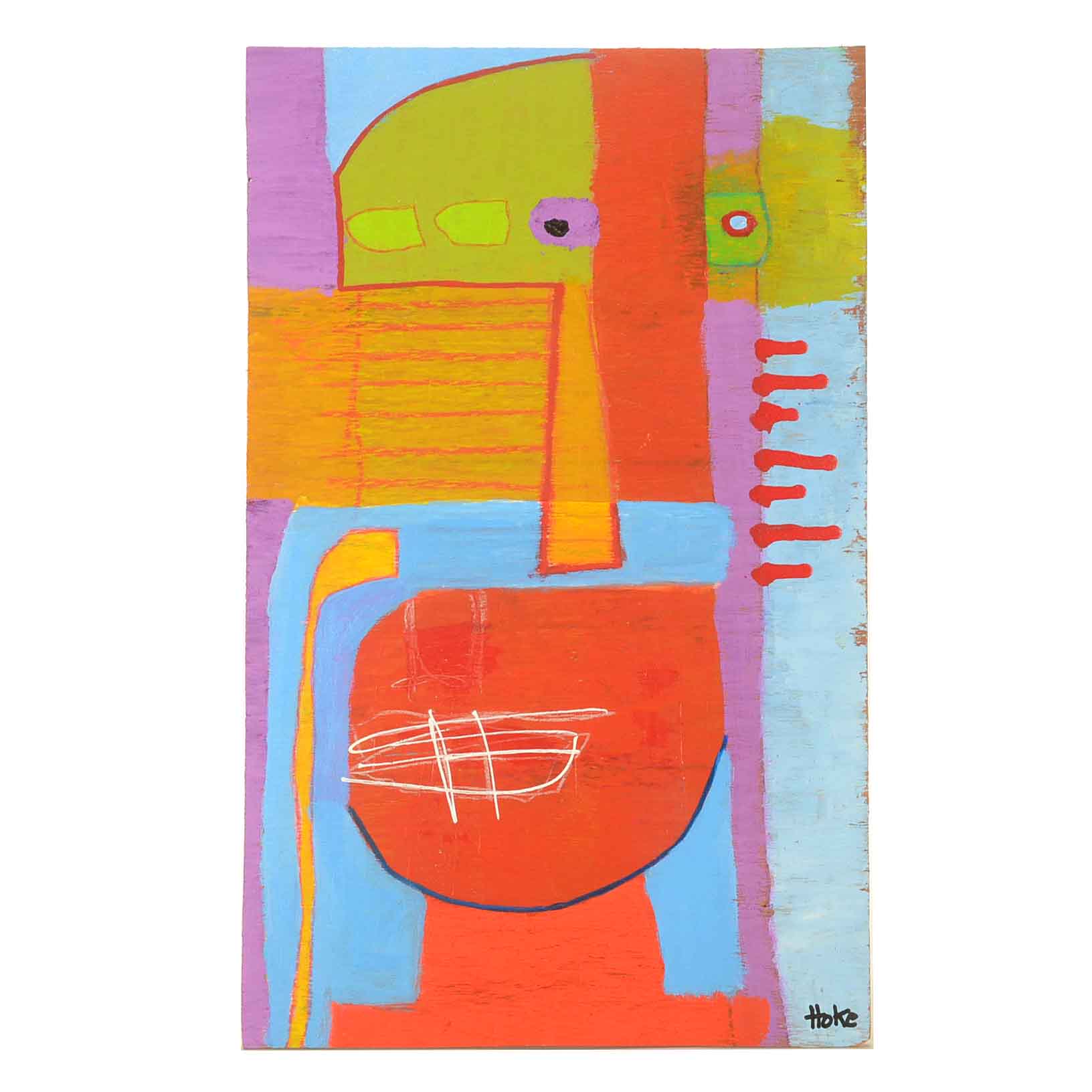 Bob Hoke Acrylic on Plywood Outsider Painting "Long John"