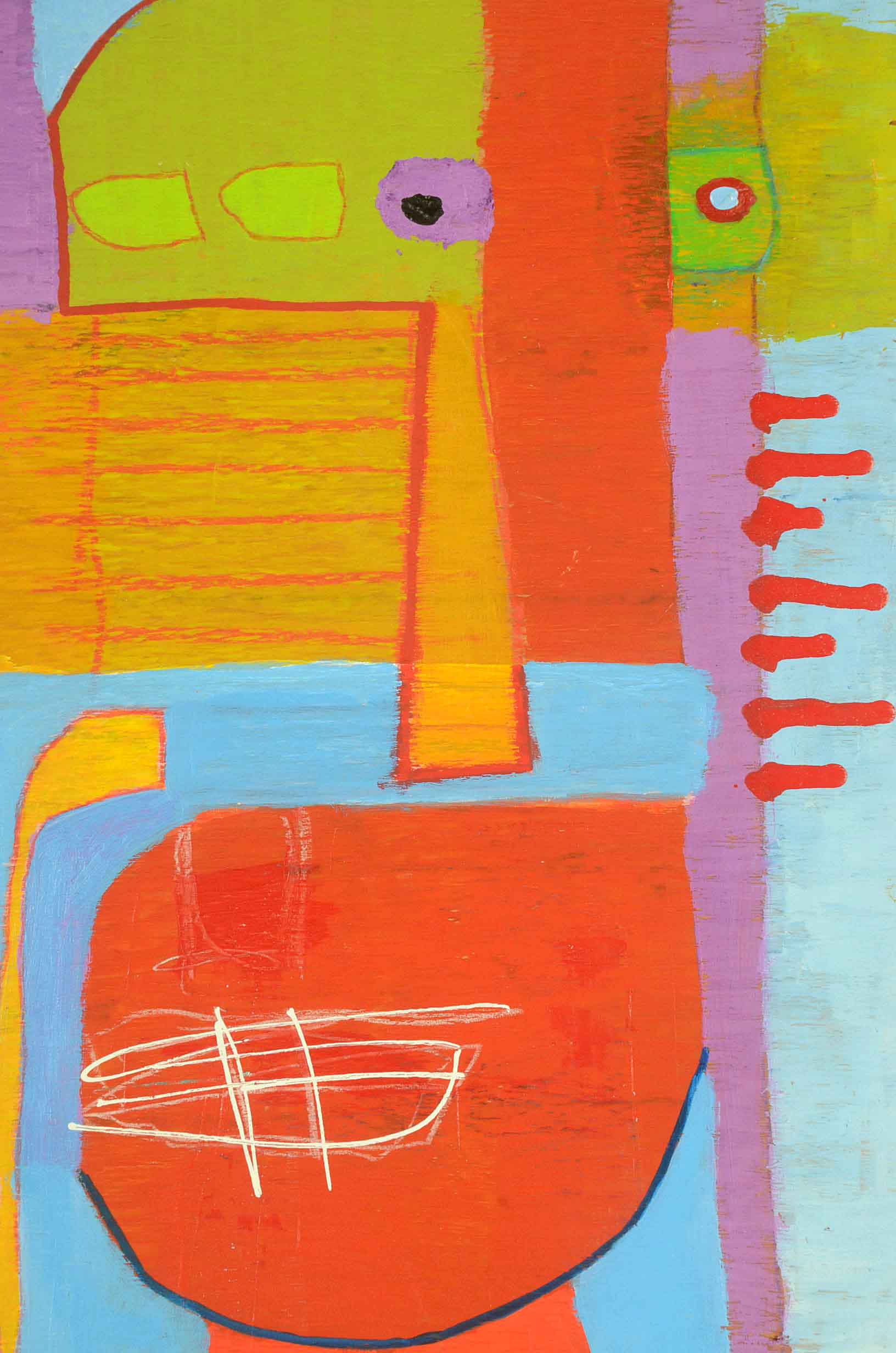 Bob Hoke Acrylic on Plywood Outsider Painting "Long John"