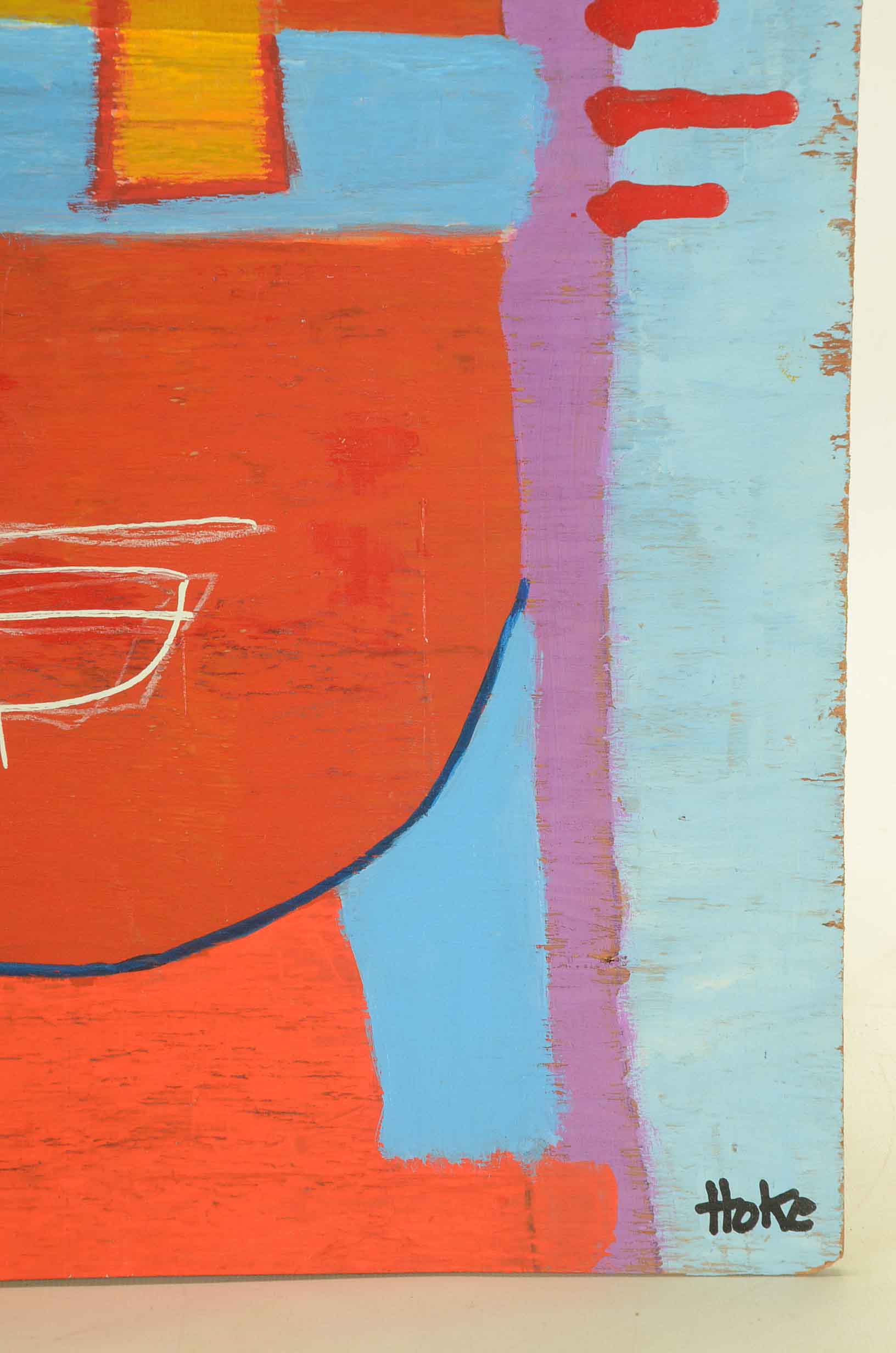 Bob Hoke Acrylic on Plywood Outsider Painting "Long John"