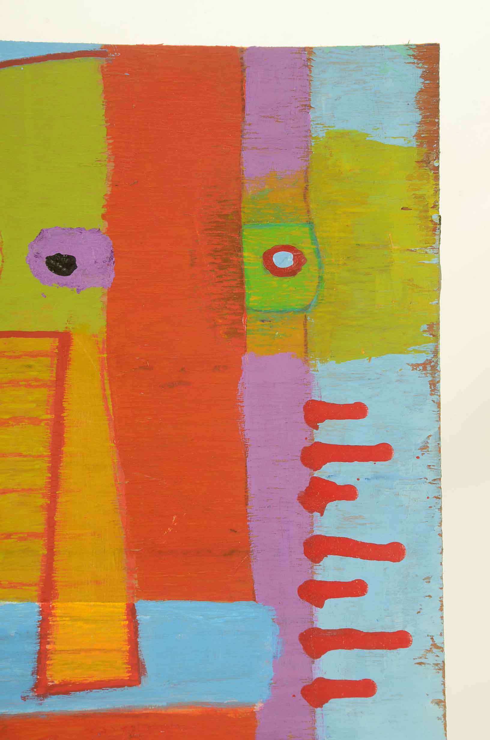 Bob Hoke Acrylic on Plywood Outsider Painting "Long John"