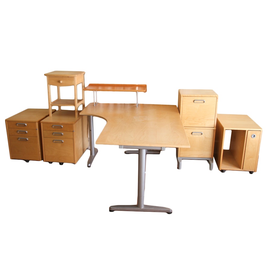 Six Piece Blond Wood Furniture Set