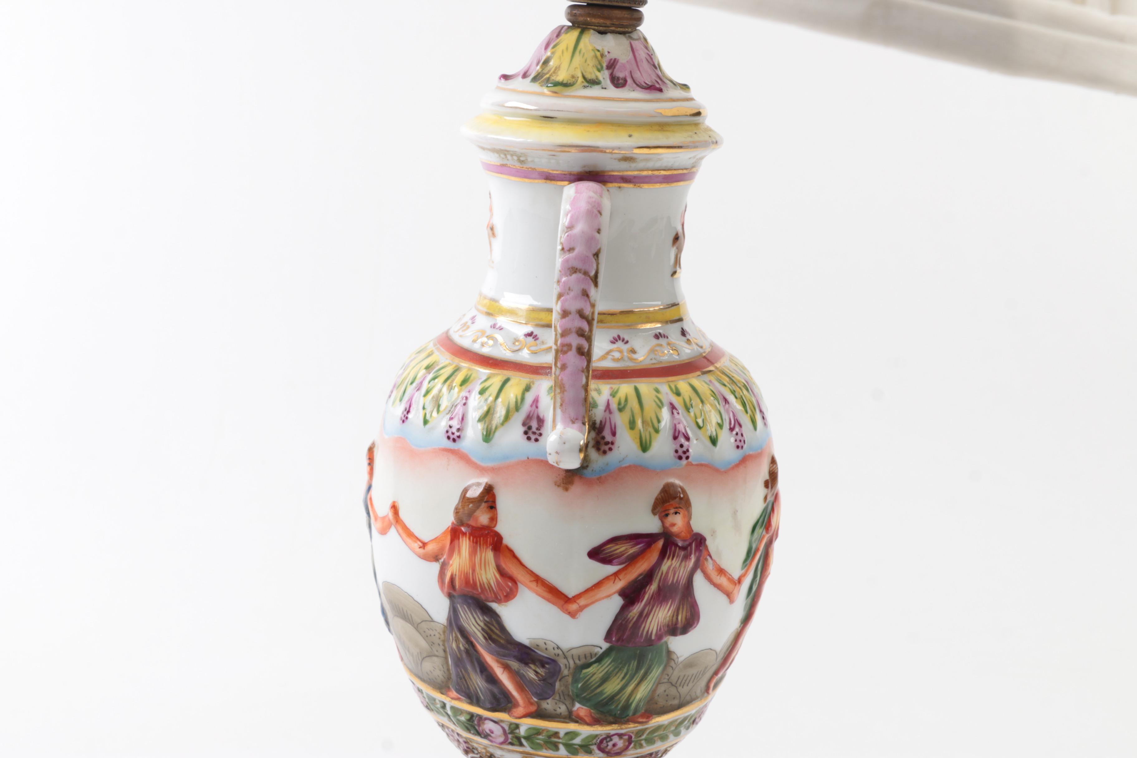 Vintage Hand-Painted Grecian Inspired Urn Table Lamp