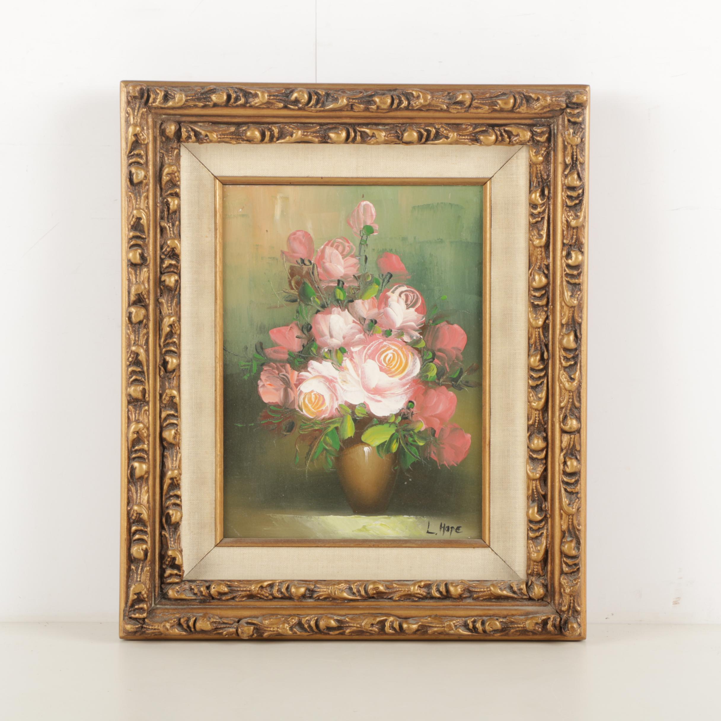 Laurence Hope Oil Painting on Canvas of Pink Roses