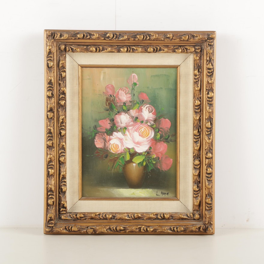 Laurence Hope Oil Painting on Canvas of Pink Roses