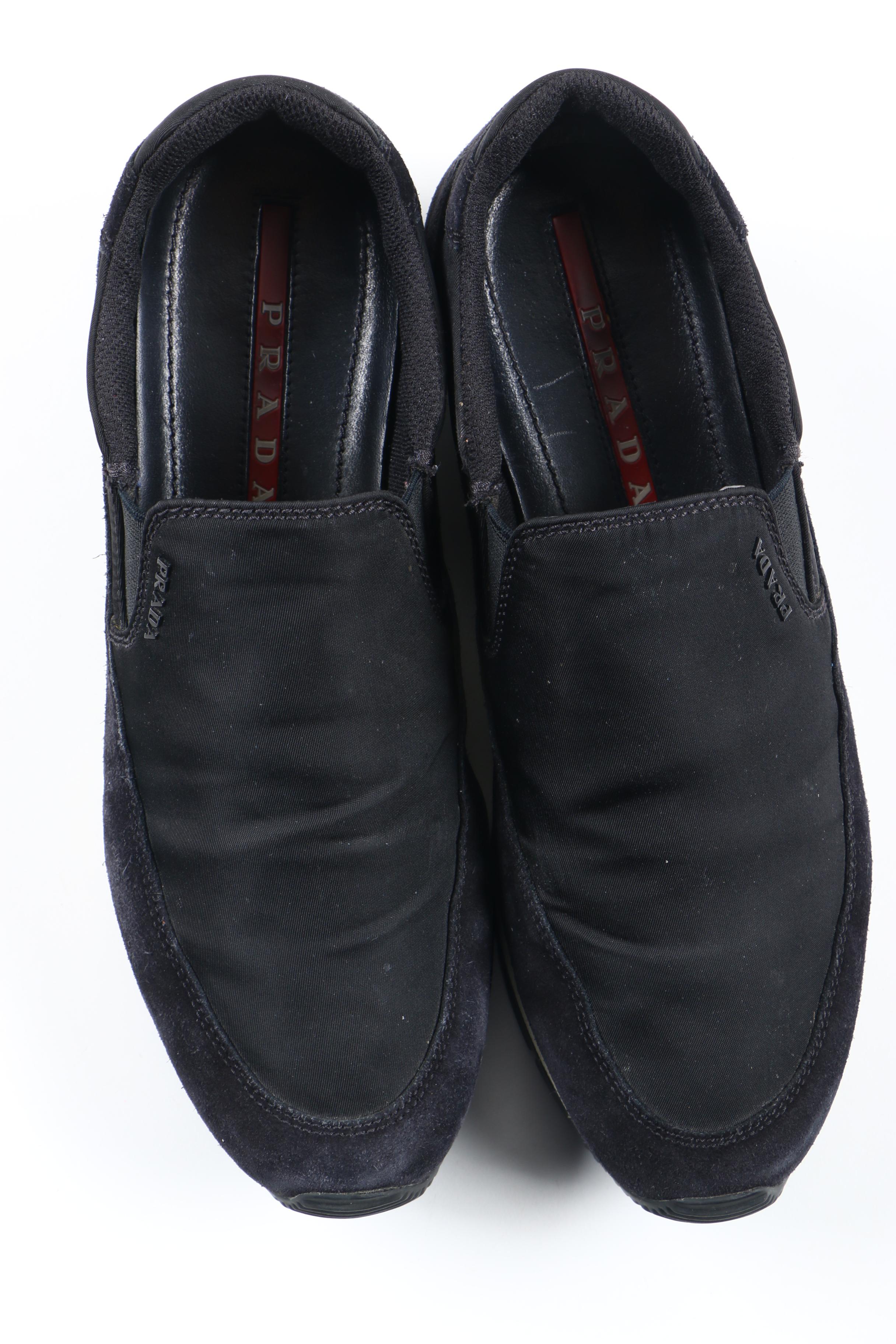 Prada Nylon and Suede Slip-On Sneakers