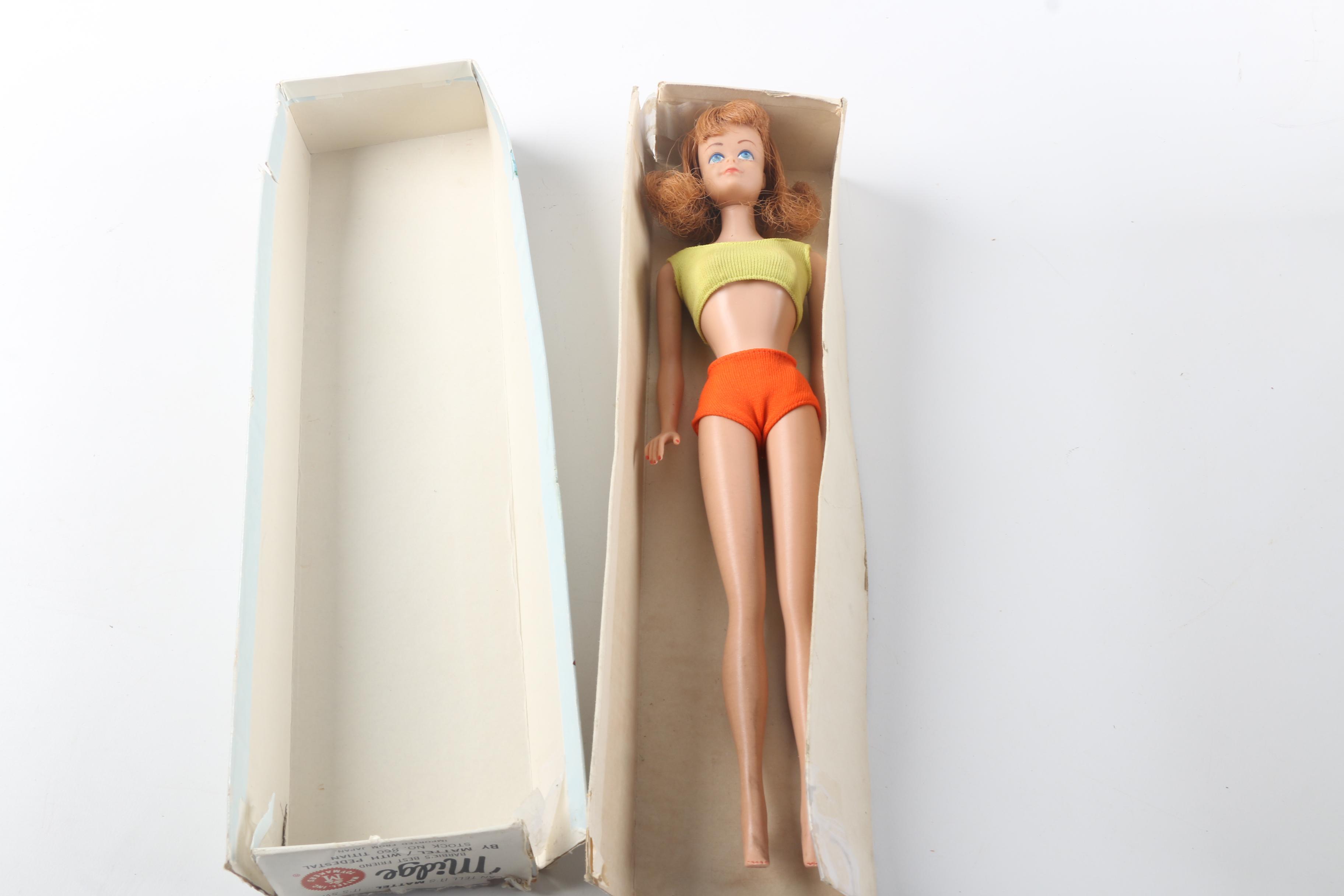 1960s Mattel "Midge" and "PJ" Dolls with Carrying Case