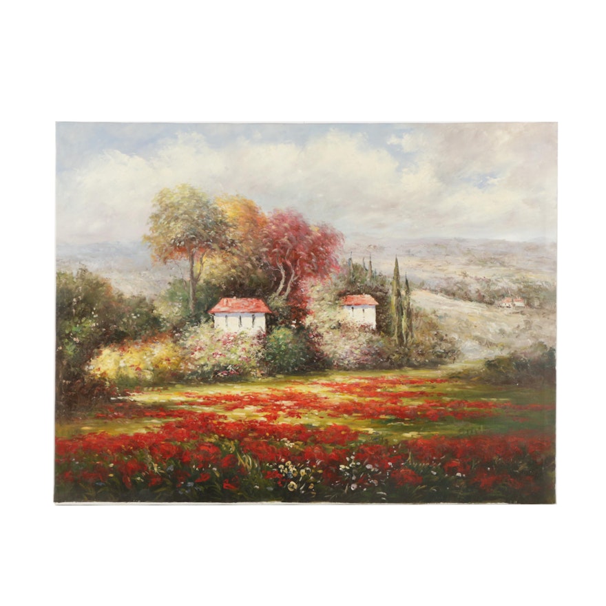 Oil Painting on Canvas of Idyllic Landscape