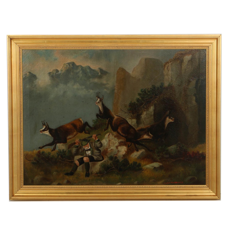 Lydia Montgomery 20th Century Oil Painting on Canvas of Hunting Scene