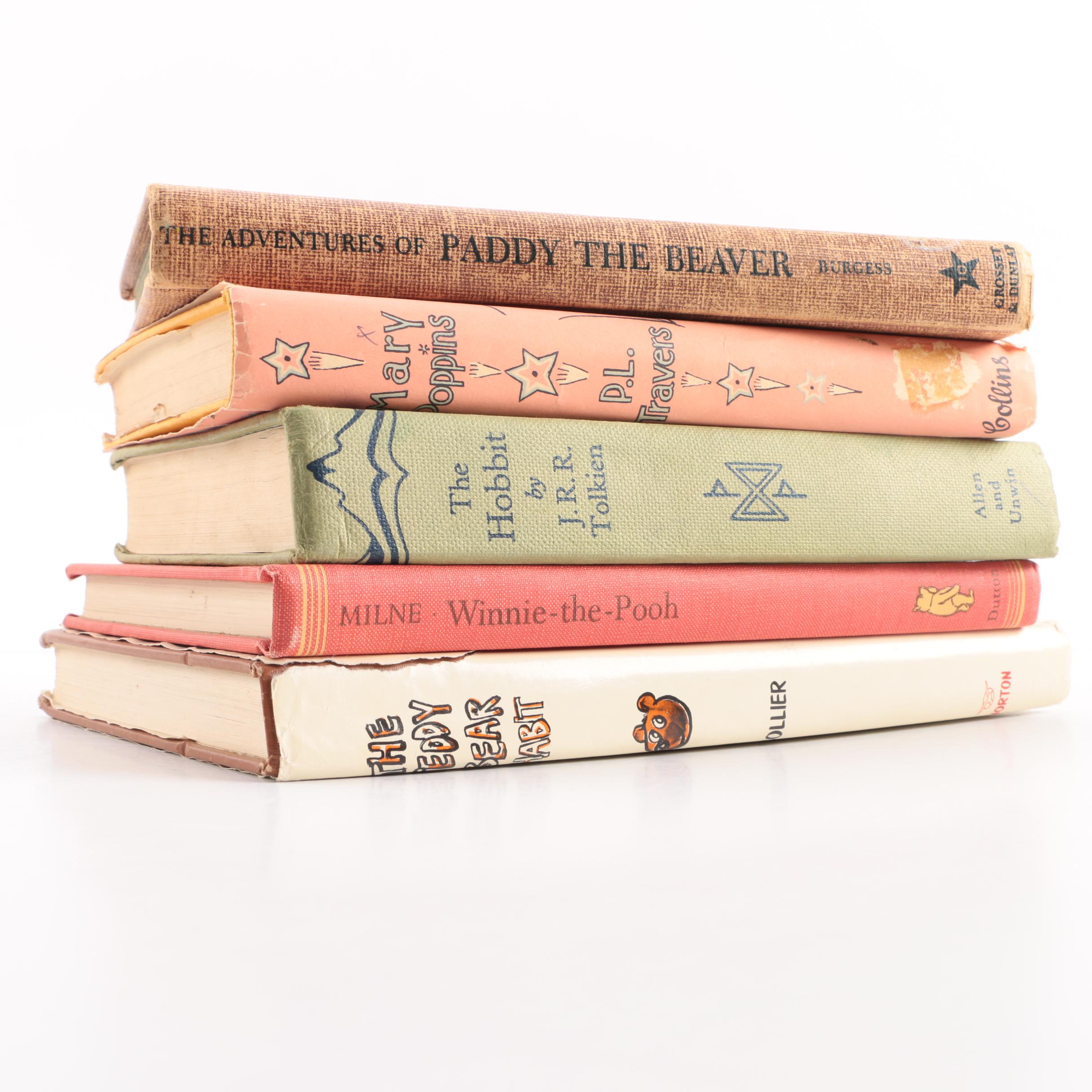 Vintage Children's Books Including "Mary Poppins" and "The Hobbit"