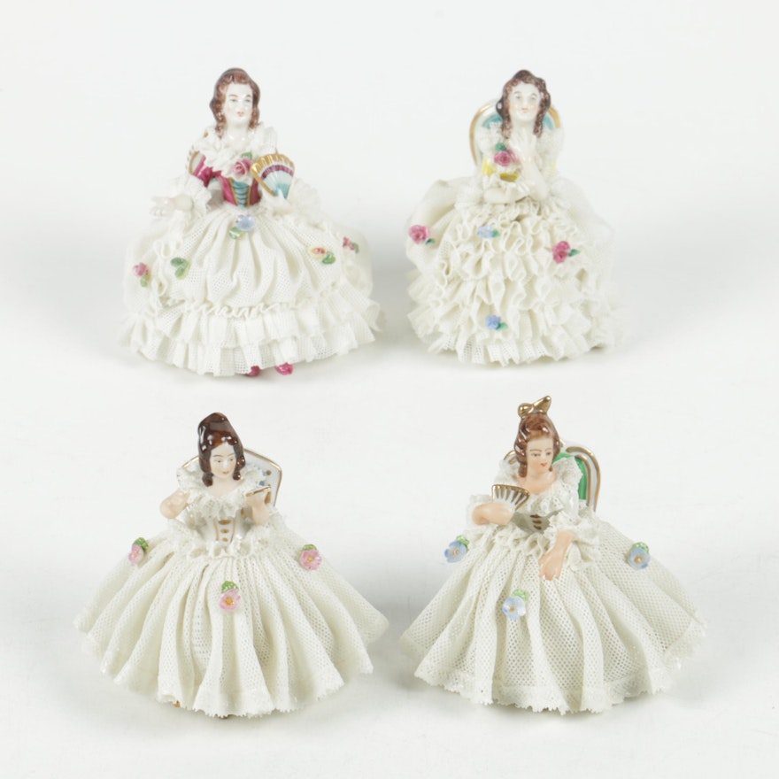 Vintage Dresden Porcelain Lace Figurines