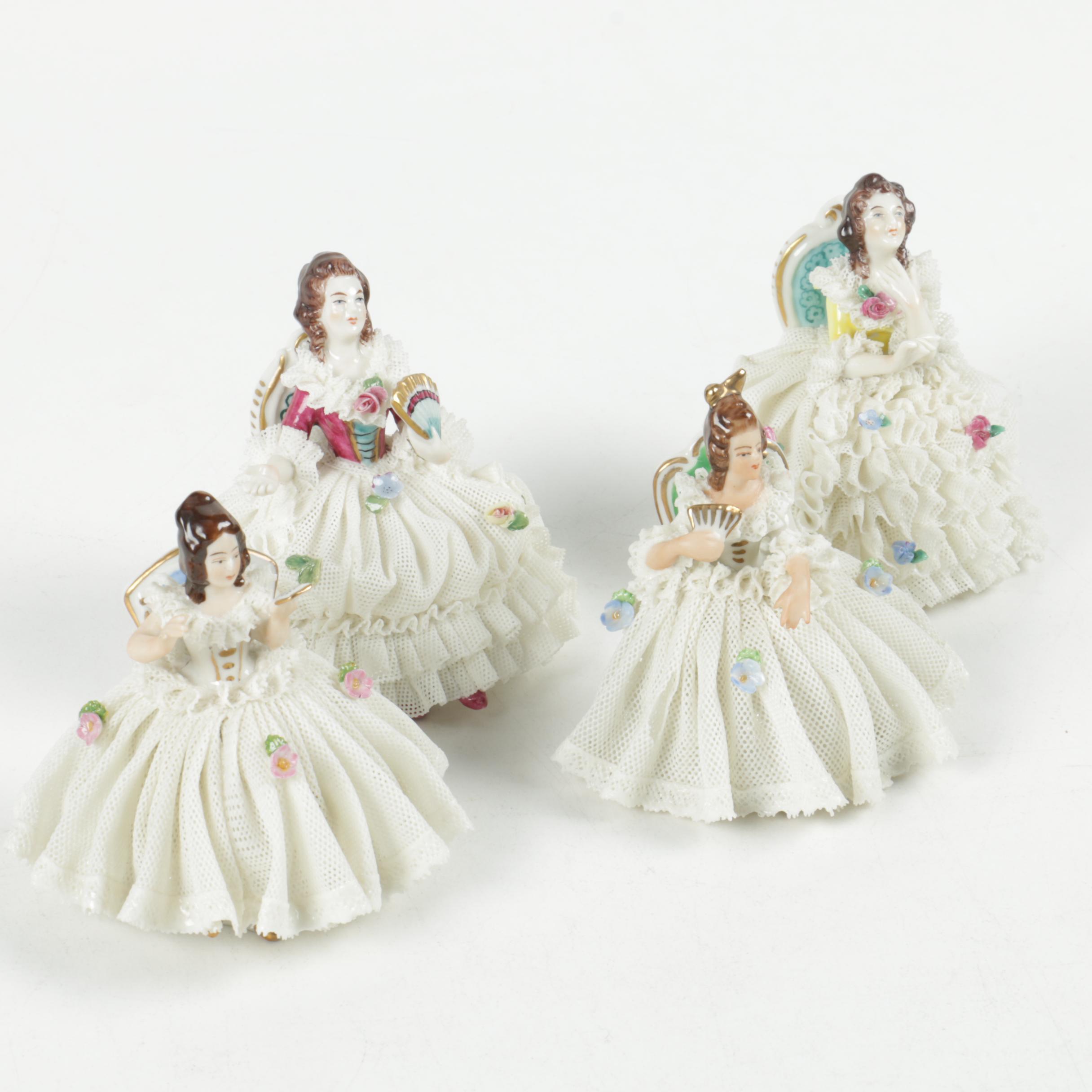 Vintage Dresden Porcelain Lace Figurines