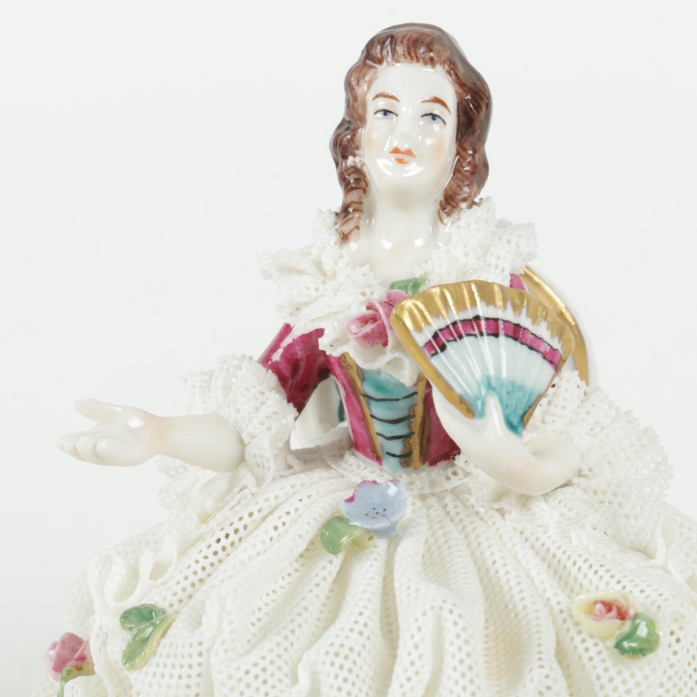 Vintage Dresden Porcelain Lace Figurines