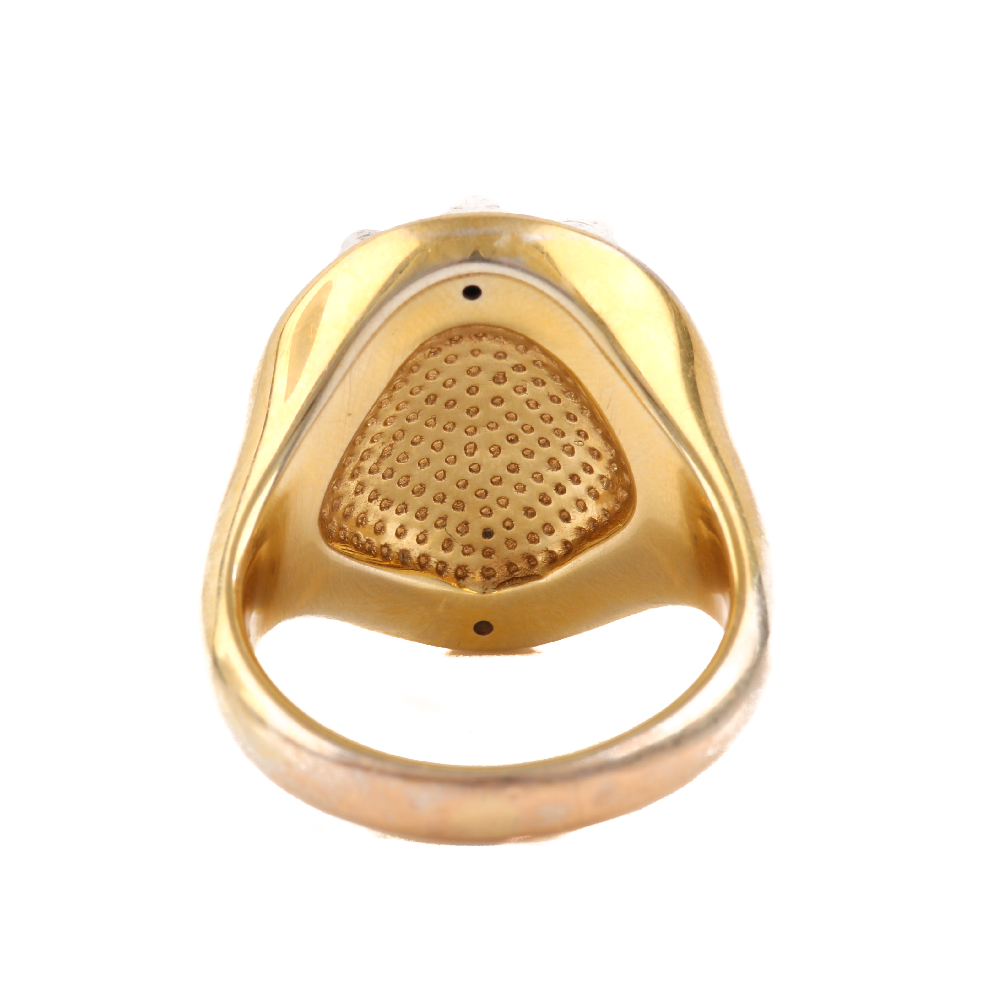 14K White and Yellow Gold Floral Dome Ring