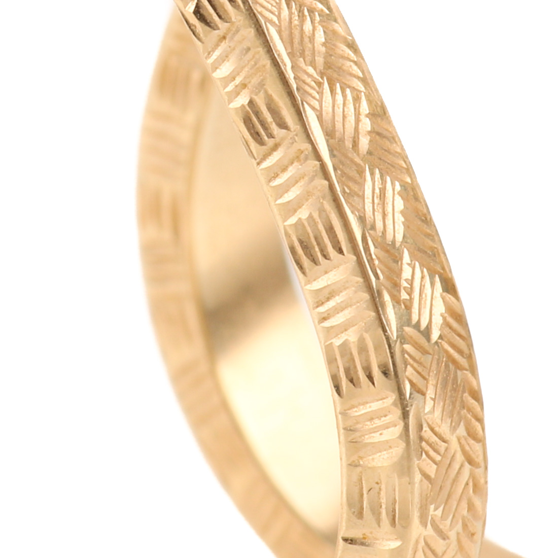 14K Yellow Gold Textured Hoop Earrings