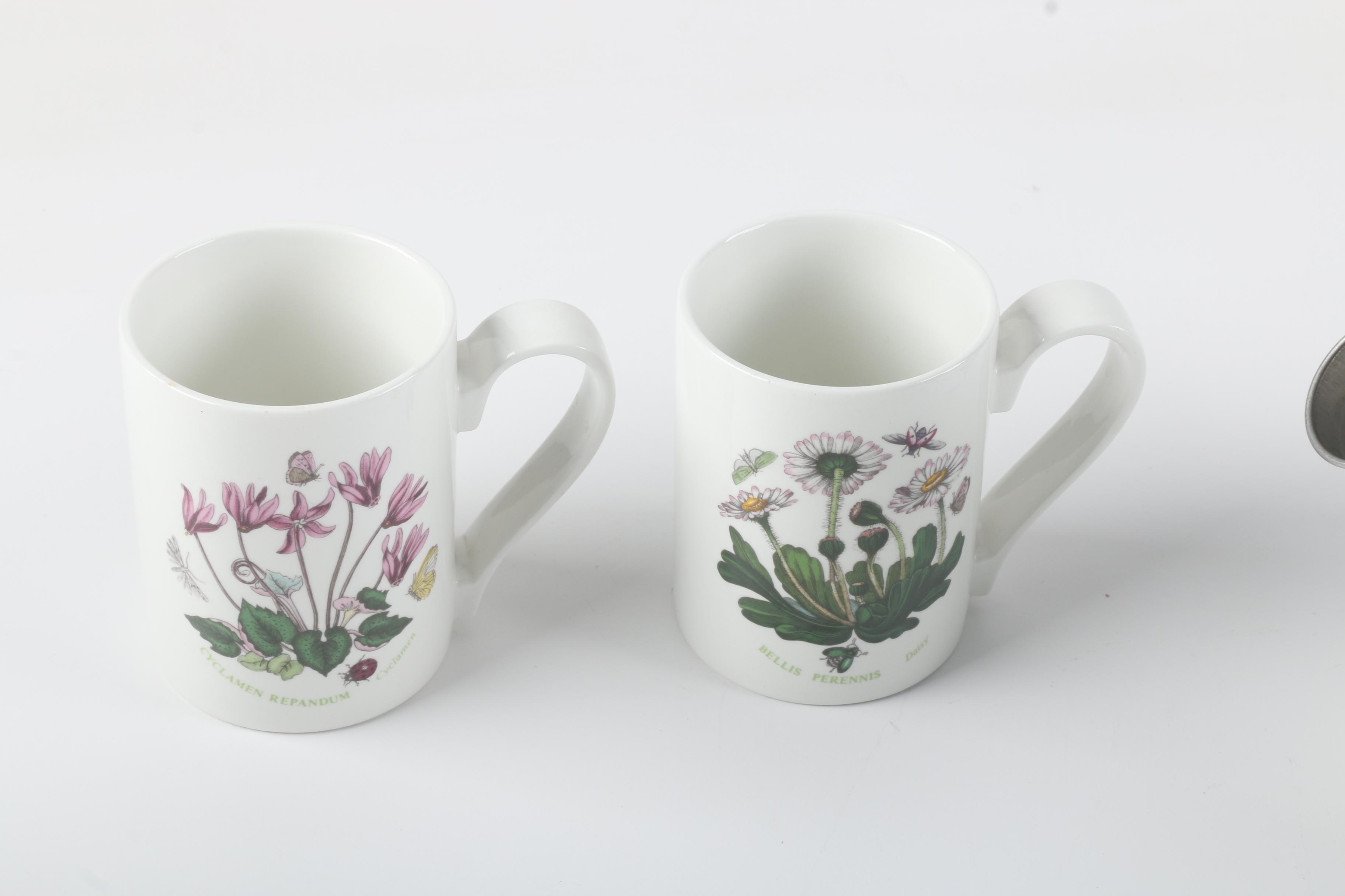 Portmeirion Floral Tea Kettle and "Botanic Garden" Mugs
