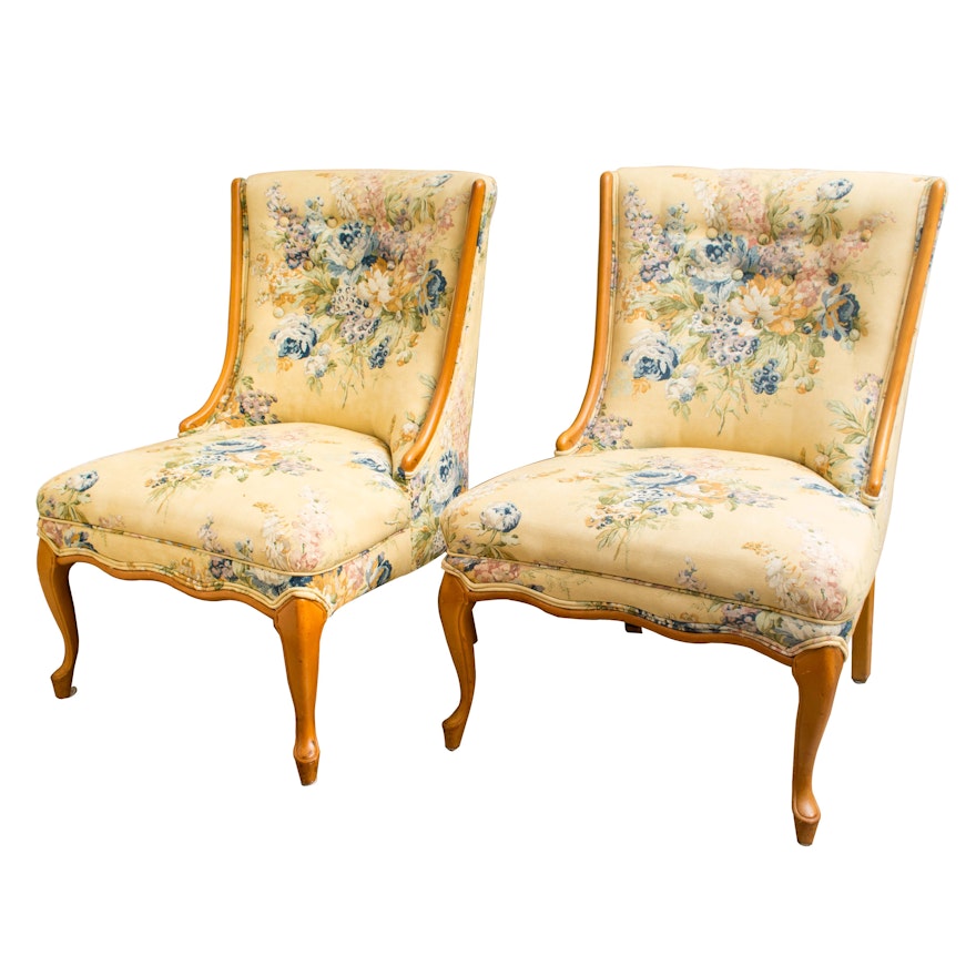 Pair of French Provincial Style Upholstered Side Chairs