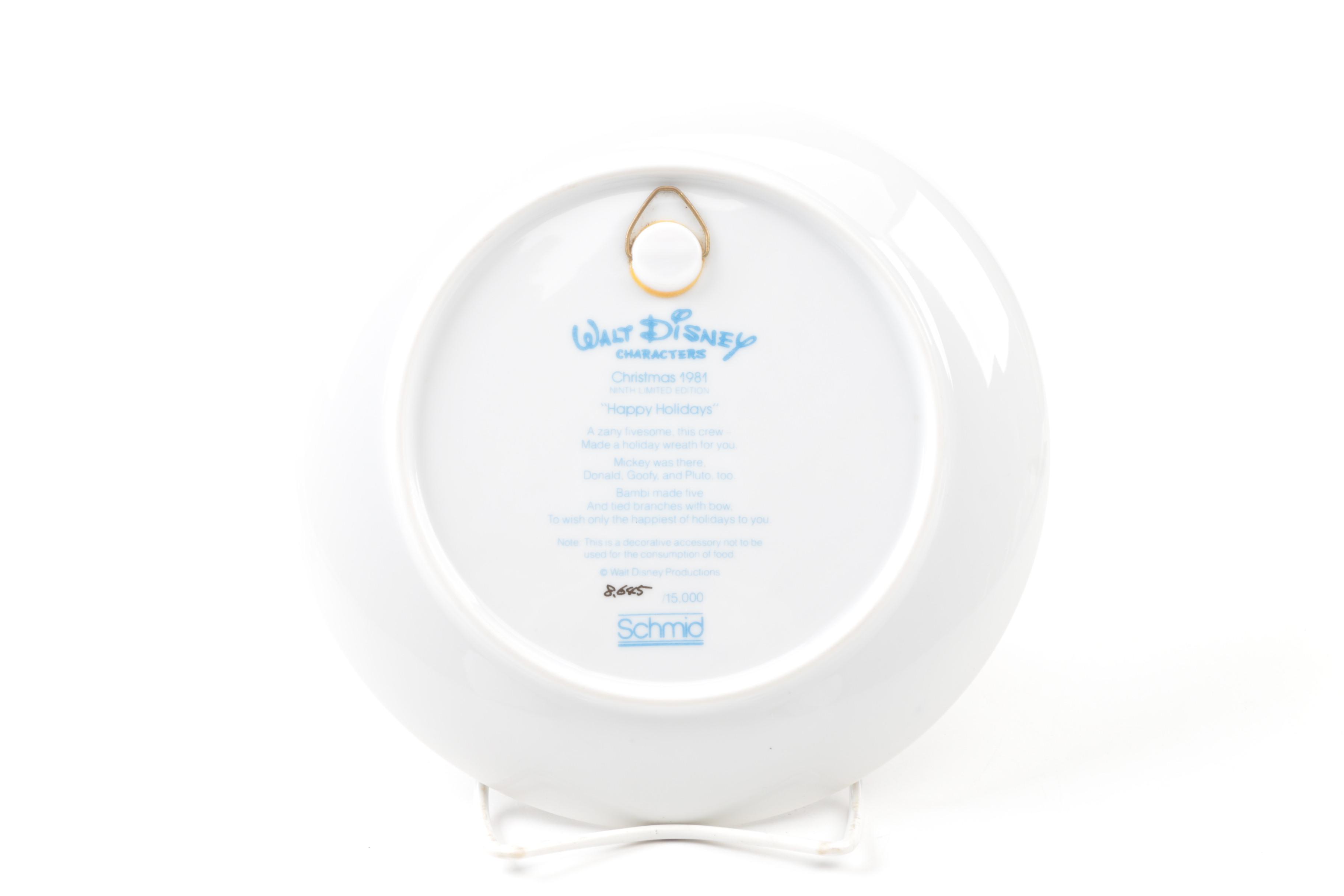 Schmid Walt Disney Limited Edition Christmas Collector Plates 1977-81