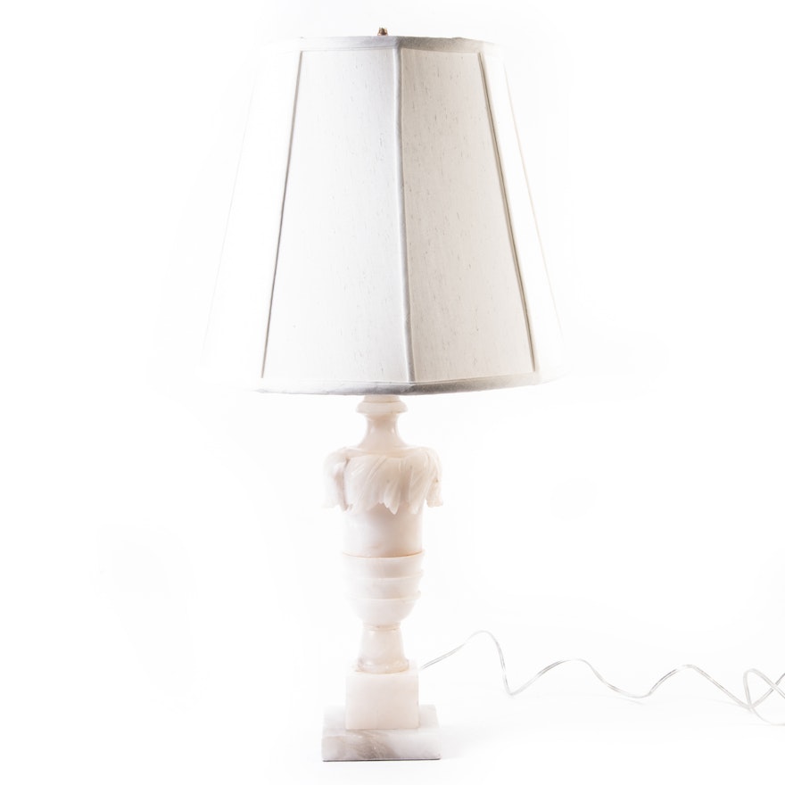 White Marble Lamp with a Waterford Silk Shade