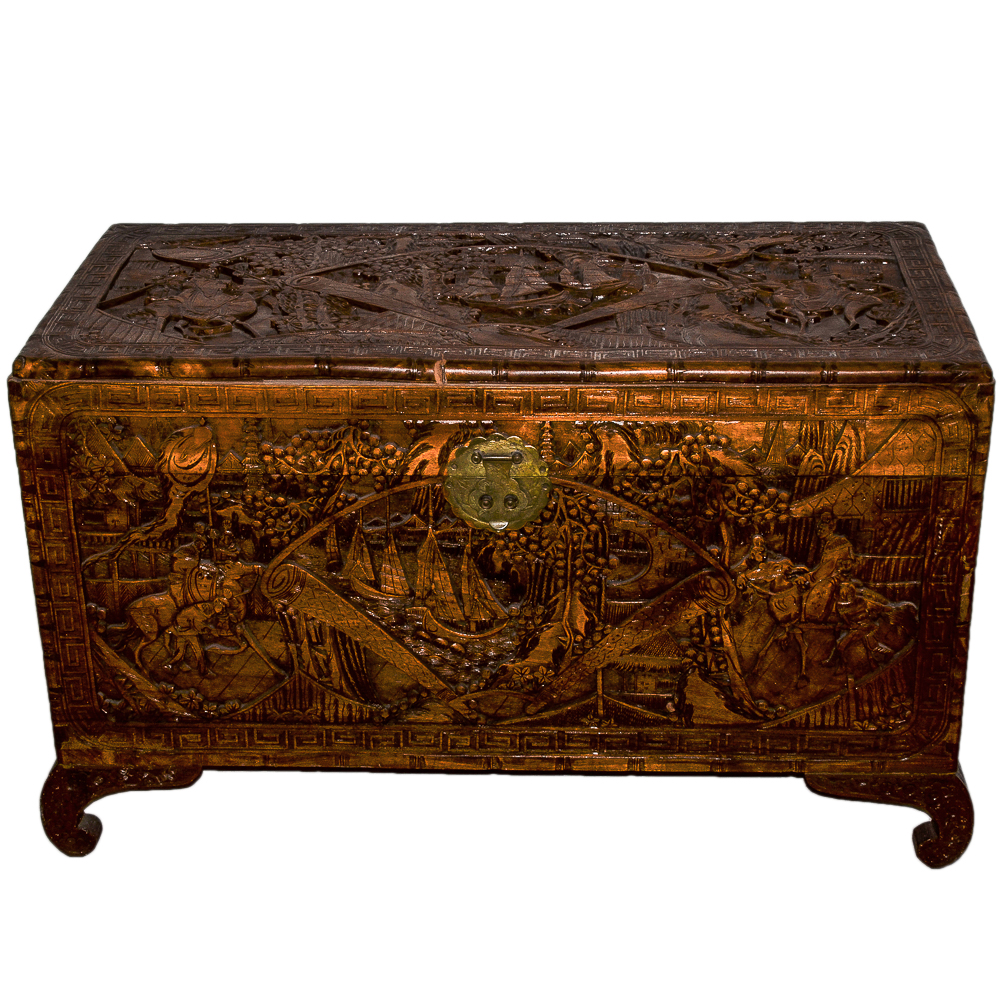 Vintage Chinese Carved Camphor Chest