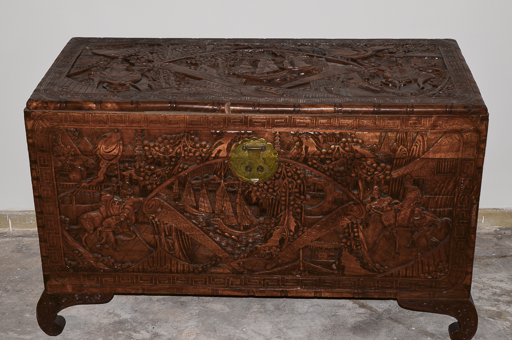 Vintage Chinese Carved Camphor Chest
