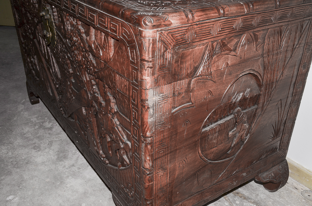 Vintage Chinese Carved Camphor Chest